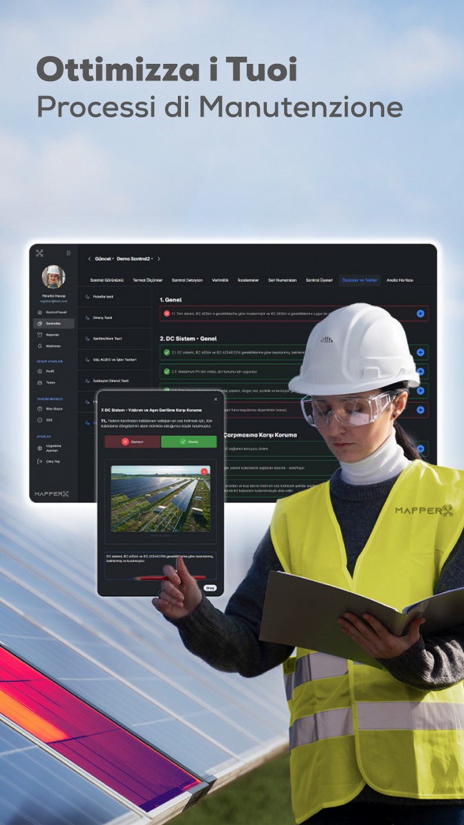 Ispezione termografica Intelligenza Artificiale IEC 62446-3 MapperX 5 ottimizza processi manutenzione@2x 100 675x1200