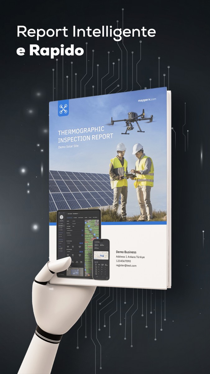 Ispezione termografica Intelligenza Artificiale IEC 62446-3 MapperX 10 report intelligente e rapido@2x 100 675x1200